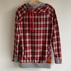 Ampersand Avenue Womens Size S Double Hood Hoodie Red Gray Sweatshirt Casual Y2k